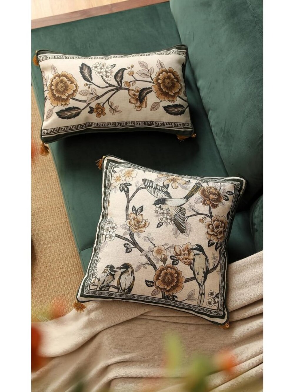 Set of 2 Vintage Linen Square Throw Pillow Covers, 18"x18", Home Decor Accent - Picture 8 of 9
